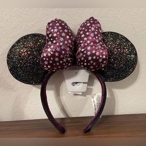 Disney Parks Minnie Mouse Ears Headband Purple Sparkle Glitter Stars